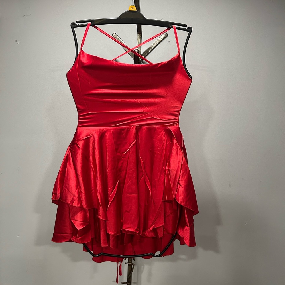 NWOT Red Strappy Layered Dress